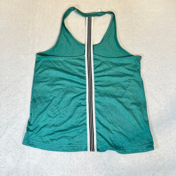 Adidas Racerback Workout Shirt Woman XS Heathered Green Race Tanktop Performance - Picture 3 of 8